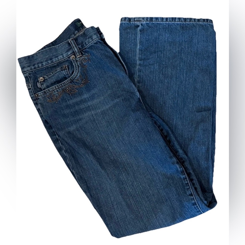 Lauren Jeans Co Ralph Lauren Embroidered Stud Jeans Women's Bootcut Size 12
